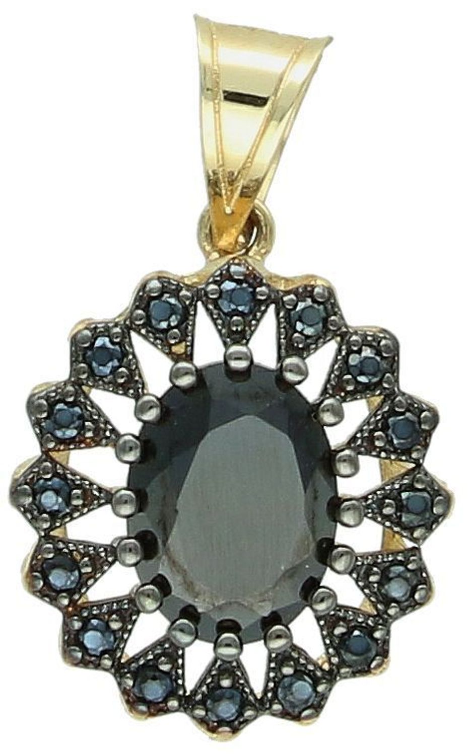 Zawieszka złota markiza z czarnymi cyrkoniami i czarnym rodem, próba 585 ZA 7083 585. Zawieszka złota z czarnymi kamieniami. Modna złota biżuteria. Zawieszki złote. Prezent dla kobiety. 1.jpg